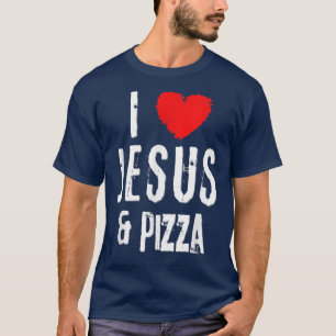 Vintage Grunge I Liebe JESUS & PIZZA, Christlich T-Shirt