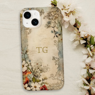 Vintage-Grunge-Künstler-Botanik-Monogramm Case-Mate iPhone 14 Hülle
