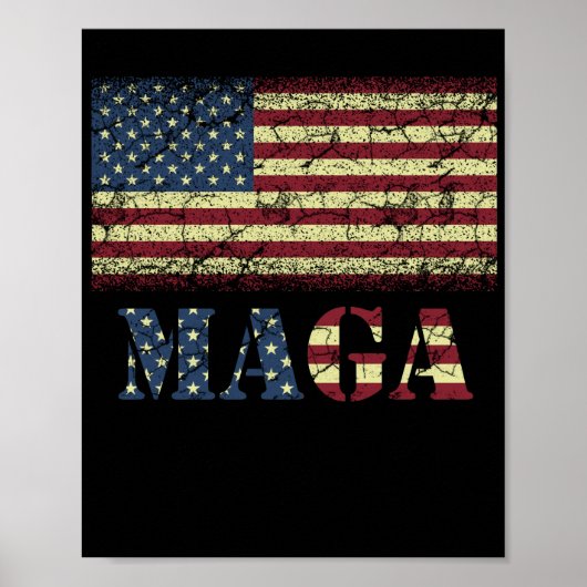 Vintage Grunge MAGA American Flag Poster (Vorne)