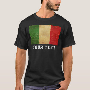 Vintage Grunge Men Black mit italienischer Flagge  T-Shirt