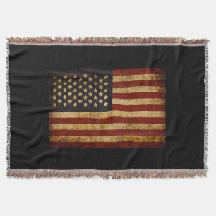 Vintage Grunge Patriotische USA Amerikanische Flag Decke