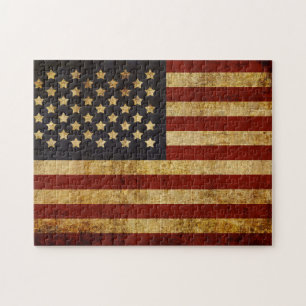 Vintage Grunge Patriotische USA Amerikanische Flag Puzzle
