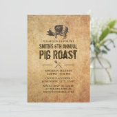 Vintage Grunge Pig Roast GRILLEN Party Einladungen (Stehend Vorderseite)