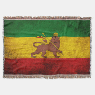 Vintage Grunge Rastafari-Fahne Decke
