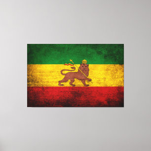 Vintage Grunge Rastafarian Flagge Leinwanddruck