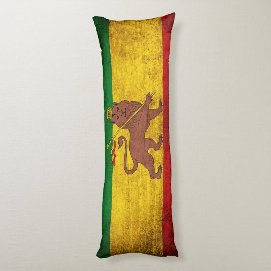 Vintage Grunge Rastafarian Flagge Seitenschläferkissen (Rückseite (Vertikal))