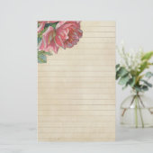 Vintage Grunge Rose mit Linien Briefpapier (Stehend Vorderseite)
