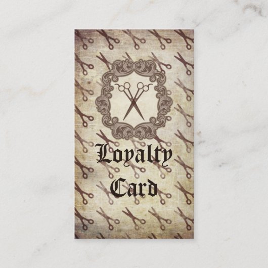 Vintage Grunge-Schere Haarstylistin Treuekarte (Vorderseite)