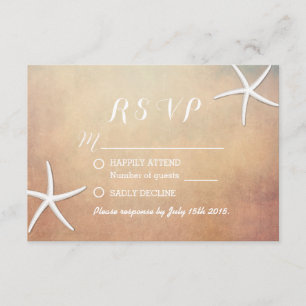 Vintage Grunge Seestern Strandhochzeit RSVP Karte