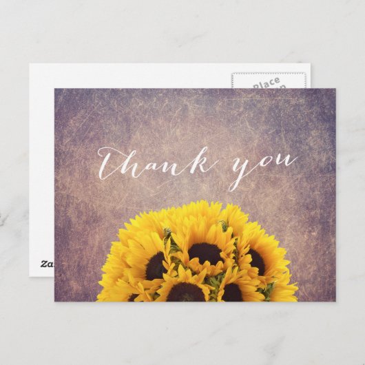 Vintage Grunge Sonnenblumen Vielen Dank Postkarte (Vorne/Hinten)