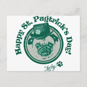 Vintage Grunge St Patrick's Day Mops T-Shirts Postkarte