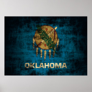 Vintage Grunge-Staats-Flagge von Oklahoma Poster