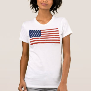 Vintage Grunge Style Amerikanische Flagge Damen- T-Shirt