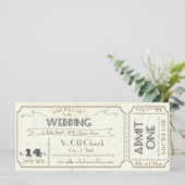 Vintage Grunge Ticket Save-the-Date (Stehend Vorderseite)