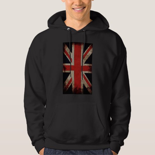 Vintage Grunge UK-Flagge Hoodie (Vorderseite)