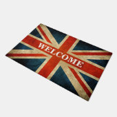 Vintage Grunge UK-Flagge Union Jack Willkommen Zuh Fußmatte (Schrägansicht)