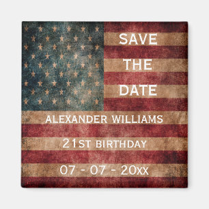 Vintage Grunge USA Sterne und Streifen 21. Geburts Magnet