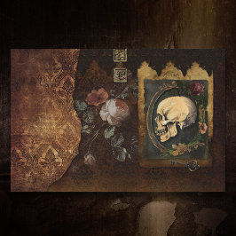 Vintage Grungy Halloween Skull Ephemera Decoupage Seidenpapier