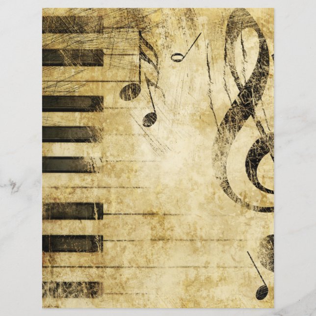 Vintage grungy Musiknoten Scrapbook Paper (Vorderseite)