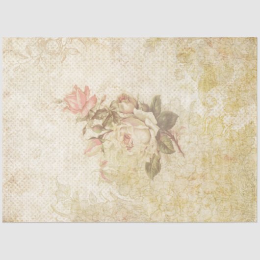 Vintage grungy rosa und Elfenbeinküste Rose Seidenpapier (Vorderseite)