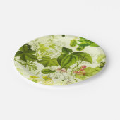 Vintage Grünpflanzen Botanische Wildblumen Wasserf Pappteller (Schrägansicht)