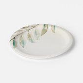 Vintage Grünpflanzen Eukalyptus-Blätter Hochzeit Pappteller (Schrägansicht)