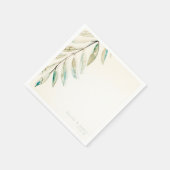 Vintage Grünpflanzen Eukalyptus-Blätter Hochzeit Serviette (Ecke)