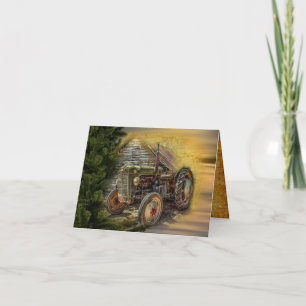 Vintage Grünschlepper Rustikale Alte Scheune Dankeskarte