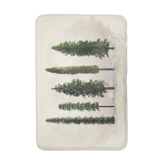 Vintage Grünwaldbäume Rustikale Woodsy Badematte (Vorderseite Vertikal)