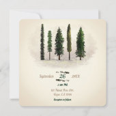 Vintage Grünwaldbäume Rustikale Woodsy-Hochzeit Einladung (Rückseite)