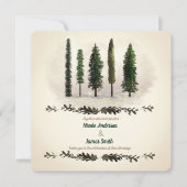 Vintage Grünwaldbäume Rustikale Woodsy-Hochzeit Einladung (Vorderseite)