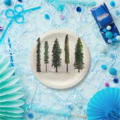 Vintage Grünwaldbäume Rustikale Woodsy-Hochzeit Pappteller (Party)