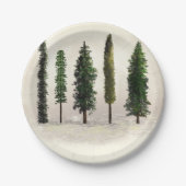 Vintage Grünwaldbäume Rustikale Woodsy-Hochzeit Pappteller (Vorderseite)