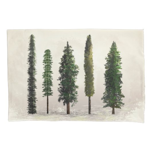 Vintage Grünwaldbäume Rustikale Woodsy Kissenbezug (Vorderseite)