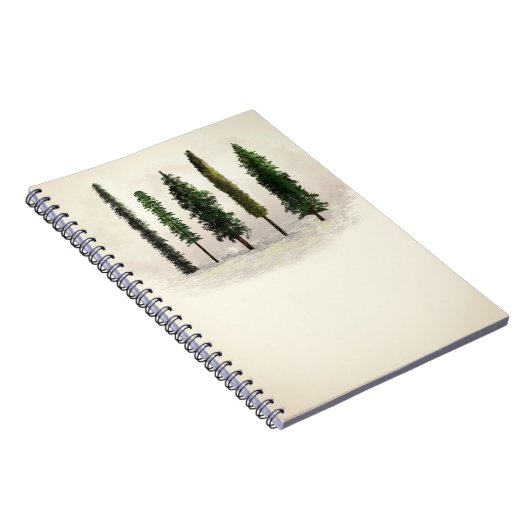 Vintage Grünwaldbäume Rustikale Woodsy Notizblock (Rechte Seite)