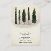 Vintage Grünwaldbäume Rustikale Woodsy Visitenkarte (Rückseite)
