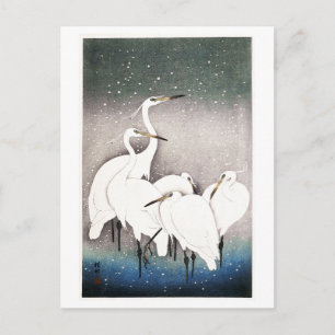 Vintage-Gruppe von Silberreihern von Koson Postkarte