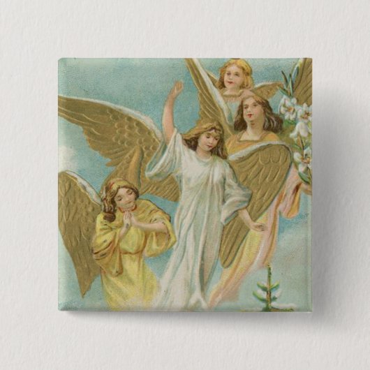 Vintage Gruppe Weihnachtsengel Button (Vorderseite)