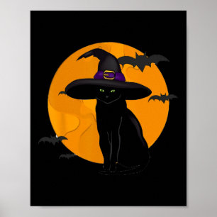 Vintage Grusel Halloween Schwarz Katzen Kostüm Hex Poster