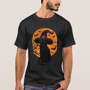 Vintage Grusel Halloween Schwarz Katzen Kostüm Hex T-Shirt