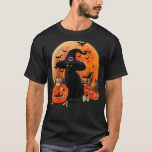 Vintage Grusel Halloween Schwarz Katzen Kostüm Hex T-Shirt