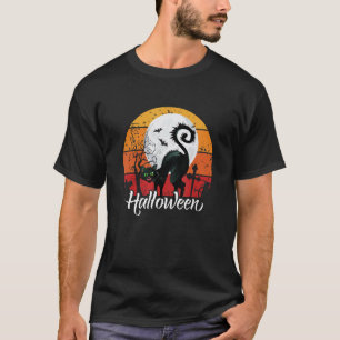 Vintage Grusel Halloween Schwarz Katzen Kostüm Hex T-Shirt
