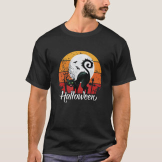 Vintage Grusel Halloween Schwarz Katzen Kostüm Hex T-Shirt
