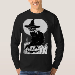 Vintage Grusel Halloween Schwarz Katzen Kostüm Hex T-Shirt