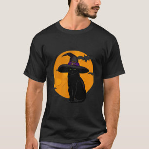 Vintage Grusel Halloween Schwarz Katzen Kostüm Hex T-Shirt