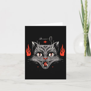 Vintage Grusel Halloween schwarze Katze Karte