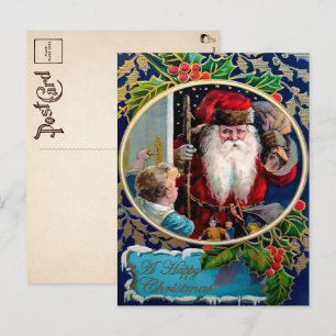 Vintage gruselig aussehender Weihnachtsmann-Weihna Postkarte