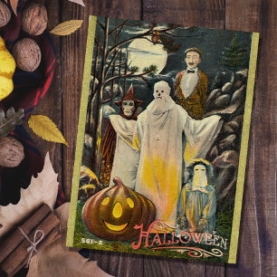 Vintage gruselige Halloween-Kostüme Postkarte