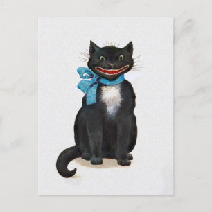 Vintage Gruselige Katze Feiertagspostkarte