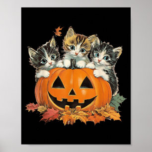 Vintage Gruselige Katze Halloween Schwarzes Kätzch Poster